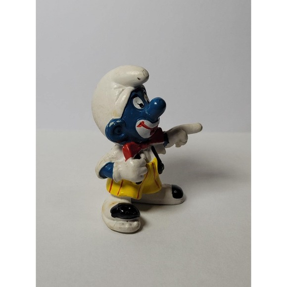 Smurfs Clown Smurf Collectible Schleich Peyo 1978 Yellow suspenders clown shoes - Picture 4 of 5